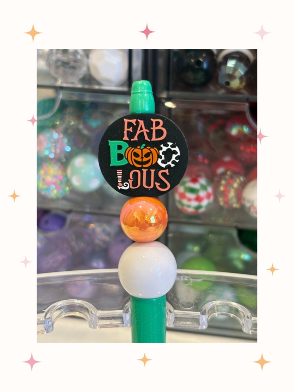 Handmade Fab Boo Lous Halloween Beaded Pen
